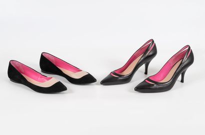 PAULE KA Two pairs of shoes including:
- Pair of black leather babies, 7.5 cm heels
-...