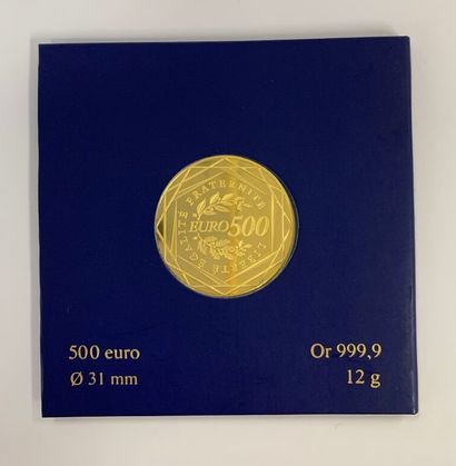 FRANCE Une pièce de 500 euros en or jaune (999,9), édition de la monnaie de Paris,...