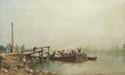 Théodore LEVIGNE (1848-1912) THEODORE LEVIGNE (1848-1912)

The ferry

Oil on canvas,...