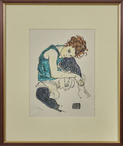 Egon SCHIELE (d'après) EGON SCHIELE (AFTER) 

Seated Woman in Blue. 

Print after...