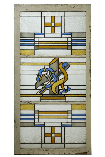 LOUIS BARILLET (1880-1948) LOUIS BARILLET (1880-1948)

Suite of three Art Deco stained...