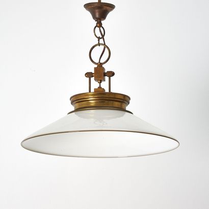 TRAVAIL SCANDINAVE SCANDINAVIAN WORK

A hanging lamp with brass structure, upper...