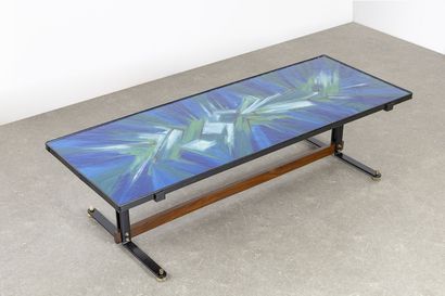 POGGIBONSI (ÉDITEUR) POGGIBONSI (EDITOR)

Coffee table, 1950's, black lacquered metal...