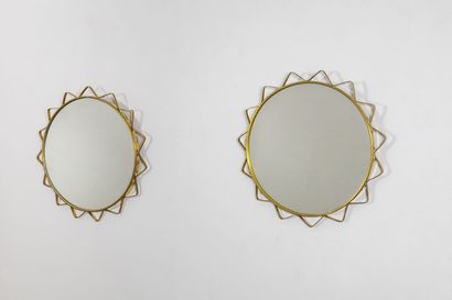 ANNEES 1950 1950'S

A pair of sunburst mirrors, 1950's, brass frame.

A pair of sunburst...
