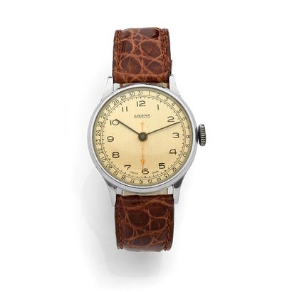 SPERINA SPERINA
Men's wristwatch in steel and metal, circa 1950, champagne dial,...
