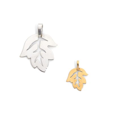 O. J. PERRIN O. J. PERRIN
Suite of two pendants drawing stylized leaves, the openwork...