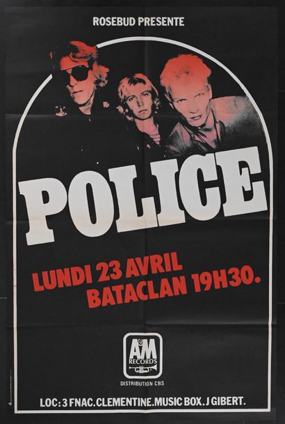 The Police The Police
Bataclan, 1979
Affiche de concert pliée. Impression : Union...