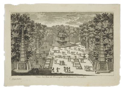 null VERSAILLES. Suite de cinq gravures modernes sur le thème du Chateau de Versailles...