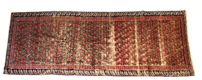 null RUGS OF THE EAST 

Seikhour carpet, red, green and blue tones, border and bands...