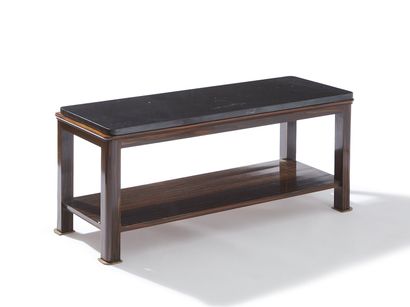 TRAVAIL FRANCAIS FRENCH WORK 
Coffee table in Macassar ebony veneer with two tops,...