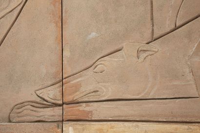 LÉON INDENBAUM (1890-1981) LÉON INDENBAUM (1890-1981)
"Two greyhounds", 1913. Bas-relief...