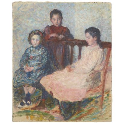 ÉCOLE MODERNE ÉCOLE MODERNE
Portrait de famille
Huile sur toile
Oil on canvas
H 65...