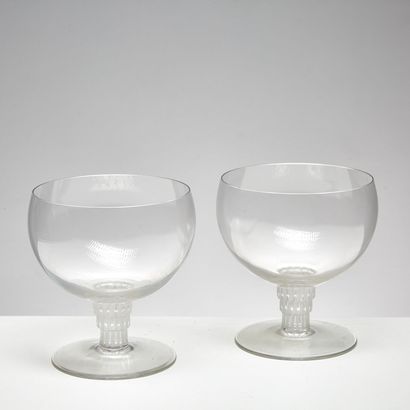 CRISTAL LALIQUE CRISTAL LALIQUE 
Deux verres à eau n°2 « Bambou ». Épreuves en cristal...