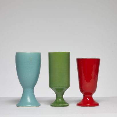 POL CHAMBOST (1906-1983) POL CHAMBOST (1906-1983)
Suite of three mazagrans in earthenware,...