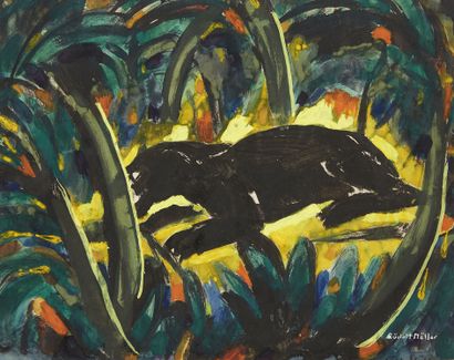RUDOLF MÖLLER RUDOLF MÖLLER (1881-1967)
The black panther
Gouache, signed lower right
Gouache,...