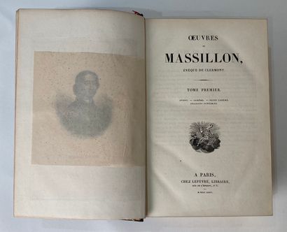 MASSILLON MASSILLON
OEuvres. Paris, Lefèvre, 1835. 2 vols. in-8, eggplant glazed...