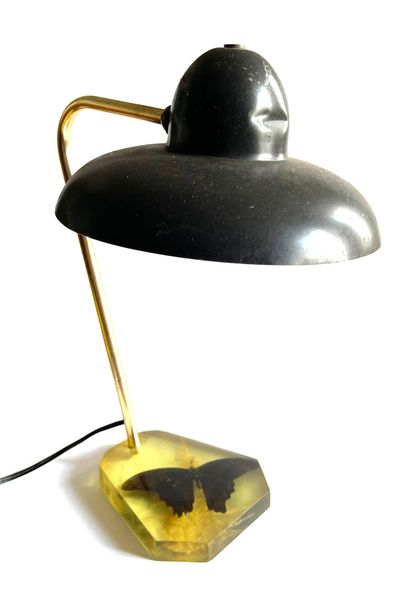 VINTAGE VINTAGE
Lampe de bureau en métal avec piétement inclusion décoré d'un papillon...