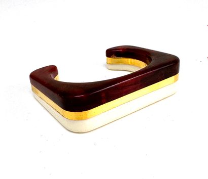 VINTAGE VINTAGE
Bracelet rigide en plastique, ivoire, doré et façon écaille