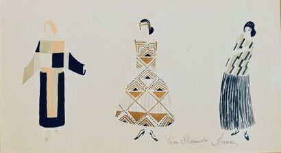 SONIA DELAUNAY (1885 - 1979) Trois projets de vêtements de femme. SONIA DELAUNAY... Gazette Drouot
