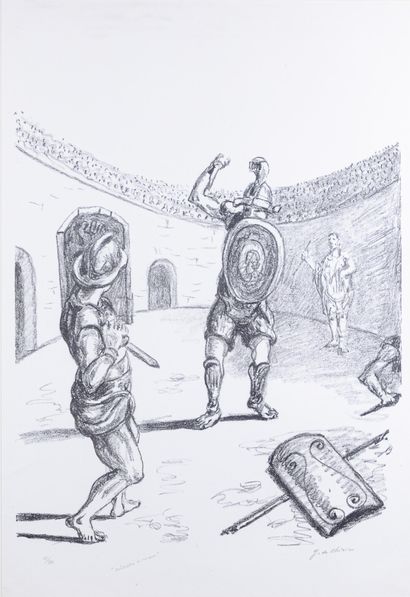 Giorgio DE CHIRICO (Italian) - I Gladiatori nell’arena Giorgio De CHIRICO
Italian,... Gazette Drouot