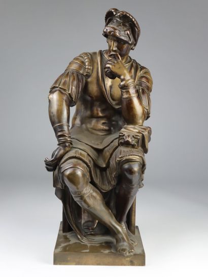  Sculpture en bronze - copie d'après Michel-Ange - vers 1900, bronze patiné, cachet... Gazette Drouot