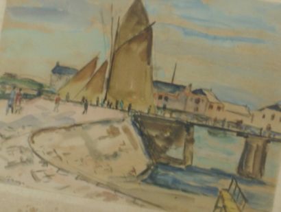 null André FRAYE (1889-1963)

L’arrivé du voilier

Aquarelle et fusain. Signé en...
