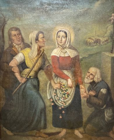 null 
ECOLE FRANCAISE du XVIIIe siècle Sainte Germaine de Pibrac Huile sur toile...