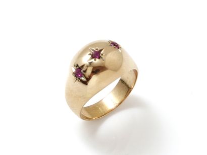 
Ring in pink gold 750 thousandth, punctuated...