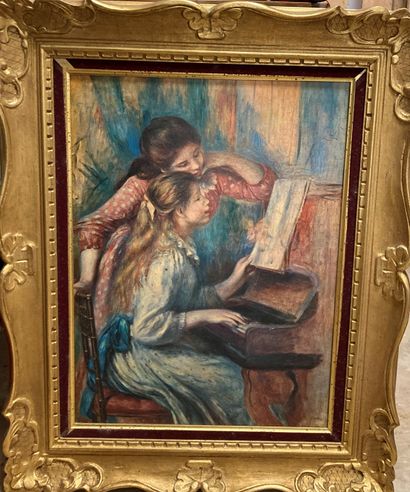 null Ensemble comprenant:

-D'après Auguste Renoir 

Jeunes filles au piano

Reproduction

-Ecole...