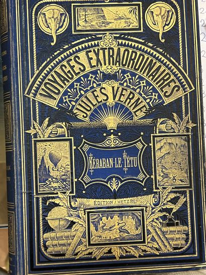null VERNES Jules
Keraban the stubborn
Paris, Hetzel, in-8 blue percaline with publisher's...