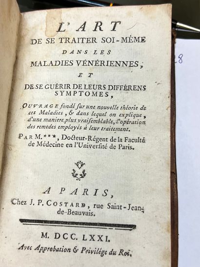 null Art of treating oneself in venereal diseases 
Paris Costard 1771 in-8 marbled...