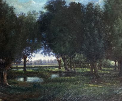 null Ecole Française. XIXème siècle
Paysage à l’étang
Huile sur toile
(Accidents)
50x61...