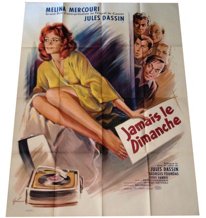 null JAMAIS LE DIMANCHE, 1960 de Jules Dassin
Lot de 2 affiches pliées – bon état
-	44x83...