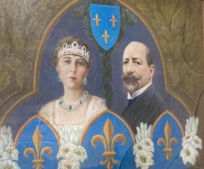 null Ecole Française. Xxème siècle
Jean et Isabelle d'Orléans, Duc de Guise
Pastel...
