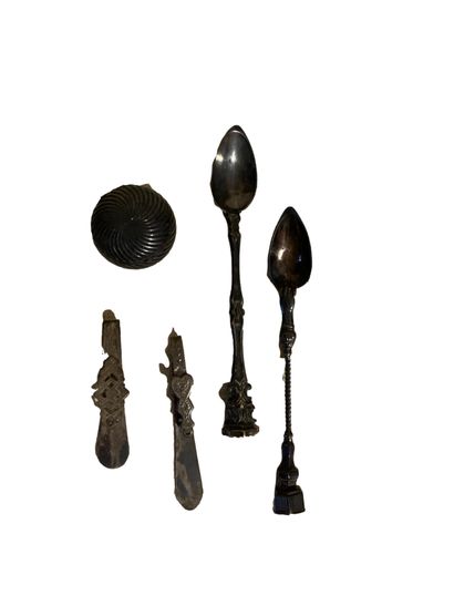 null Silver set including two absinthe spoons, two clavets (one Minerve hallmark,...