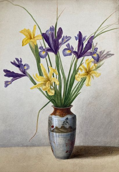 null Ecole Française. XIXème siècle
Fleurs aux Iris
Aquarelle. Monogrammé LC
35,3x25,3...