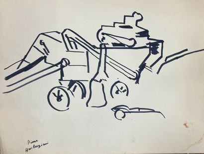 null Pierre AMBROGIANI (1907-1985)
Machine agricole
Feutre sur papier. Signé en bas...