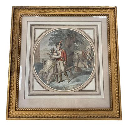 null French school. 19th century
Scène galante
Color engraving
32x32 cm (view)
In...