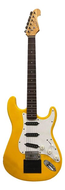 null Marina yellow electric guitar with cover.