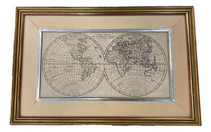 null After Gilles ROBERT DE VAUGONDY (1688-1766)
World map
Engraving
14x27 cm (v...