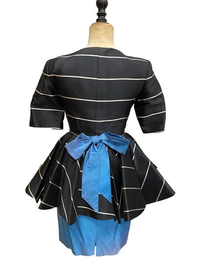null LANVIN, Suit set including a silk and acetate jacket with ruffles, fastening...