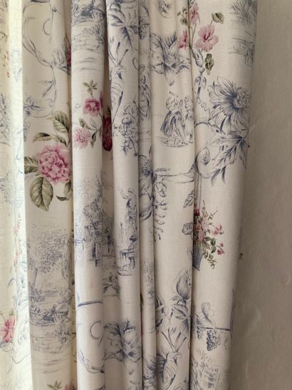 null Paire de double rideau en coton à fleurs
H. 225 cm