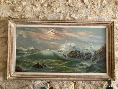 null Ecole Française. Xxème siècle
Marine
Huile sur toile. 
59x119 cm