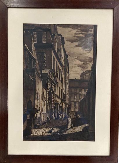 null French school. 20th century
Rue de Paris
Ink and ink wash
(tear)
34.5x21.5 cm...