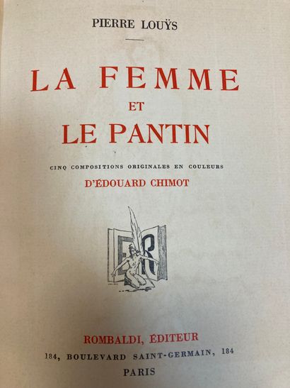 null LOUYS (Pierre) - La femme et le pantin - Paris ; Rombaldi, 1937 - 1 volume In-12°...