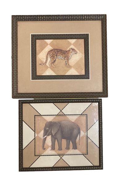 null Two framed reproductions of an elephant and a tiger
A reproduction of the coast...