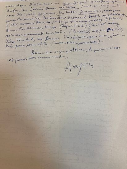 null ARAGON Louis
Autograph letter, signed to Jacques Iserte
10,2,70; one 1/2 page...
