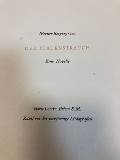 null BERGENGRUEN Werner
Der Pfauenstrauch. Eine Novelle
12 out-of-text lithographs...