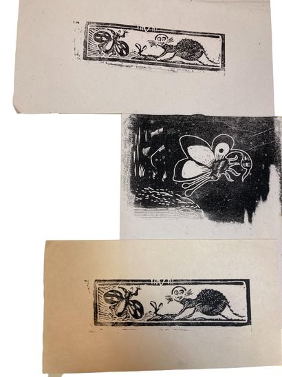 null HUGO Valentine
Insects
Collection of three original wood engravings (one in...