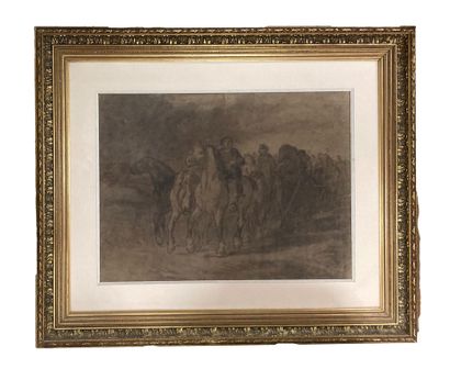 null French school. 19th century
The horsemen
Charcoal on paper. Illegible signature...